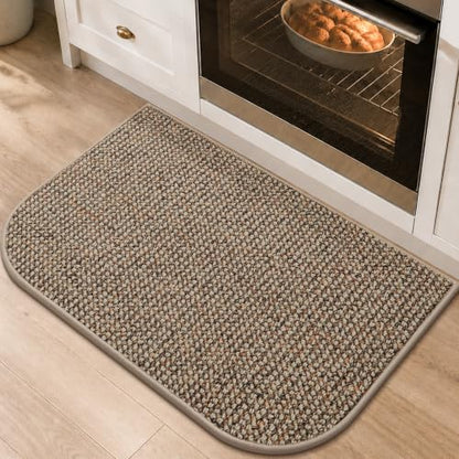 COSY HOMEER Half Moon Kitchen Rug Non-Slip Washable Kitchen Sink Mat - color: Beige, size: 24" × 36" (Semicircular)