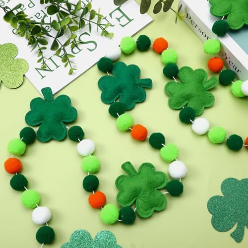 Jansun 8.2ft 3D St Patrick's Day Shamrock Felt Garland - color: Green Shamrock