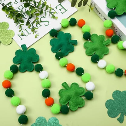 Jansun 8.2ft 3D St Patrick's Day Shamrock Felt Garland - color: Green Shamrock