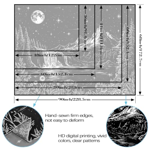 Accnicc Black and White Forest Mountain Tapestry 80x60 Inch - color: Black and White Waterfall, size: 80"L x 60"W