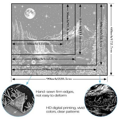 Accnicc Black and White Forest Mountain Tapestry 80x60 Inch - color: Black and White Waterfall, size: 80"L x 60"W