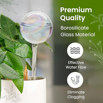 Iridescent Self Watering Globes, Glass Rainbow Plant Watering Globes, Self Watering Planter Insert, Automatic Plant Waterer Indoor (Large-4 Pcs Iridescent, Large) - color: Large - 4 Pcs (Pack of 1)