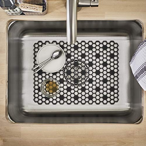 Spectrum Diversified Hexa Raised Feet Quick-Drying Heavy-Duty Protector with Non-Slip Surface, Large Farmhouse Sink Mat, Frost/Gray - size: 11.8" x 16"