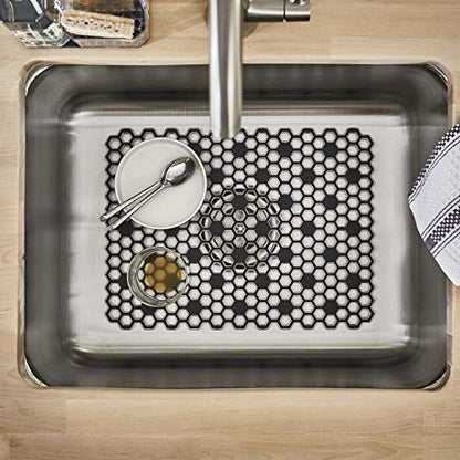 Spectrum Diversified Hexa Raised Feet Quick-Drying Heavy-Duty Protector with Non-Slip Surface, Large Farmhouse Sink Mat, Frost/Gray (Pack of 2) - size: 11.8" x 16" (Pack of 2)