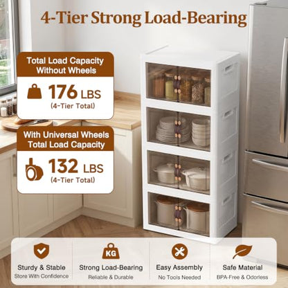 4Tier 428QT Stackable Storage Bins With Lids Portable Wheels Cabinet, White - size: 107QT(Per Tier)-4Tier