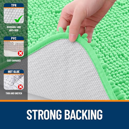 OLANLY Toilet Rugs U-Shaped 20x20, Soft Absorbent Chenille Contour Rugs - color: Mint Green, size: 20" X 20" Contour Rug