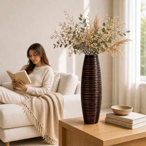 Leewadee Decorative Vase 13 inches Polyresin for Sideboard & Table - color: Brown