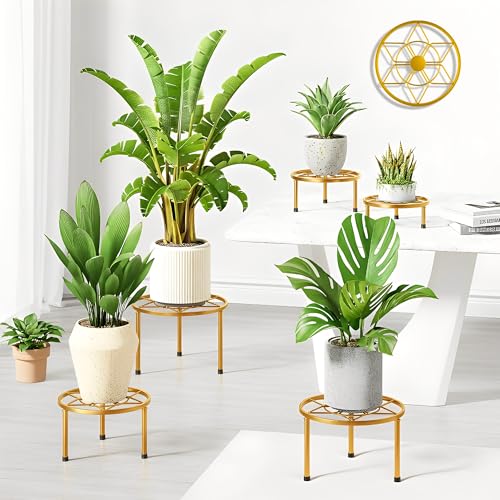 5 Pack Outdoors Plant Holders Gold Plant Risers Indoor(GoldDiamond) - color: GoldDiamond