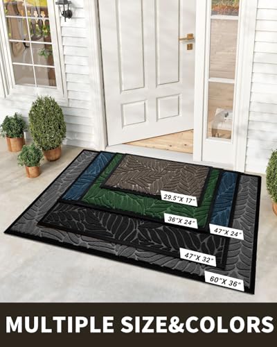 Yimobra Leaf Pattern Door Mat, 29.5 x 17 in, Brown - color: Brown, size: 29.5x17 in