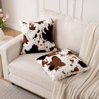 GALMAXS7 Cowhide Throw Pillow Covers Set of 2, 18x18 - color: Cow, size: 18" x 18" (Pack of 2)