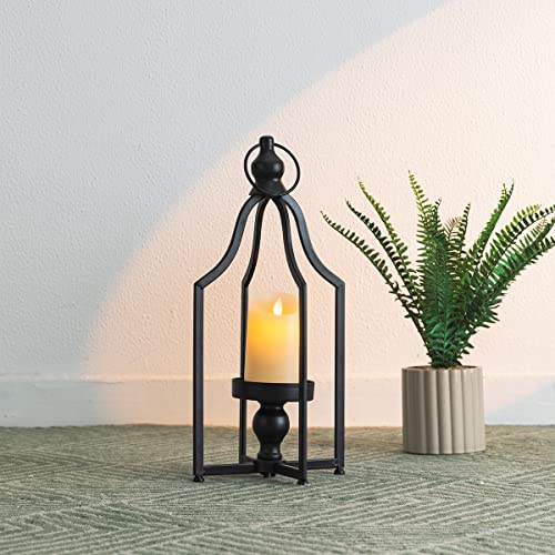 Glitzhome 16.5" H Modern Farmhouse Black Metal Lantern Decorative Hanging Candle Lanterns (Small) - color: Black Small