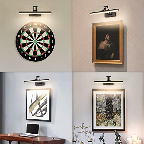 Joossnwell Battery Operated Picture Light Wireless Picture Lights for Paintings with Remote 15.5 Inch Dimmable and Timer Rechargeable Art Light Black Display Gallery Light with Adjustable Swing Arm - color: Battery Operated Black, size: 15.74 inch long
