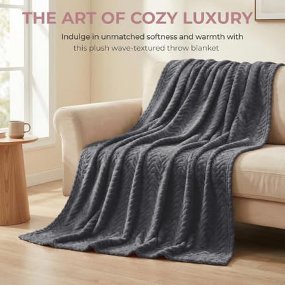 Exclusivo Mezcla Large Fleece Throw Blanket for Couch, Sofa, Dark Grey - color: Dark Grey, size: Throw ( 50x70 IN )