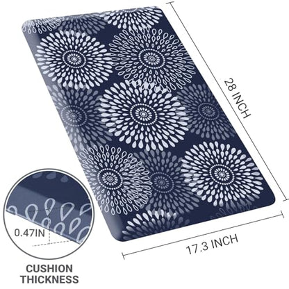 Kitchen Mat Water-Resistant Kitchen Rugs Cushioned Anti-Fatigue Floor Mat - color: Blue, size: 28"L x 17.3"W x 0.5"Th