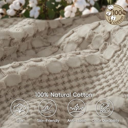 PHF Lightweight 100% Cotton Waffle Throw Blanket for Couch, Pearl Gray - color: 20 Pearl Gray, size: Throw(50"x60")