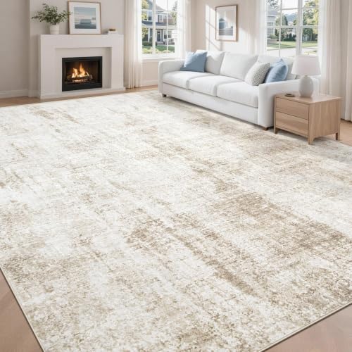 MXSANYOO 8x10 Area Rugs Washable Rug: Abstract Neutral Rugs Modern Non Slip Area Rug Stain Resistant Low Pile Indoor Carpet for Dining Room Bedroom Nursery Office (Beige, 8'x10') - color: Beige, size: 8' x 10' (Rectangular)