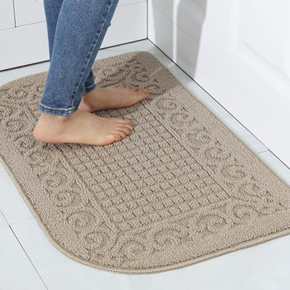 COSY HOMEER 32x20 Half Round Kitchen Rug,Non Slip Washable Mat,Beige 1PC - color: Beige, size: 1'8" x 2'8" (Semicircular)