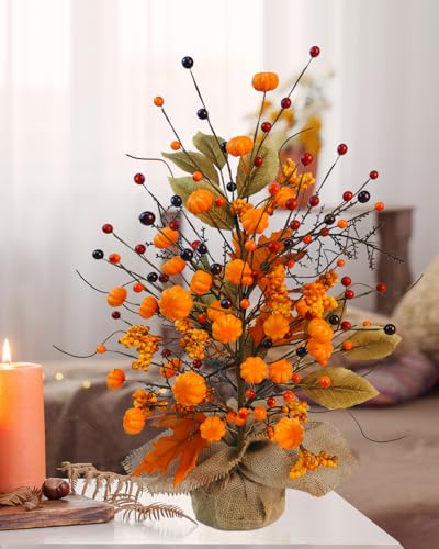 2 Pcs Artificial Fall Table Centerpieces, Faux Fall Tree Table Decor