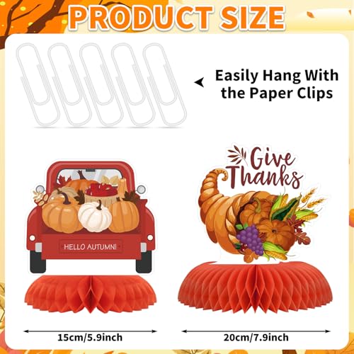 NatNarr 12PCS Thanksgiving Table Decorations Thanksgiving Centerpieces for Tables Autumn Honeycomb Centerpiece Fall Table Toppers Turkey Centerpiece Decor for Birthday Party Supplies - style: Thanksgiving