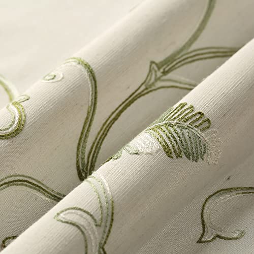VOGOL Green Vine Embroidered Tie-Up Curtain Shade, 42 x 63 Inches - color: Green, size: 42"W x 63"L (Pack of 1)
