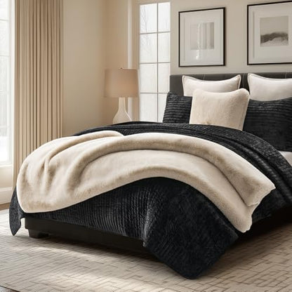 EverGrace Faux Chinchilla Fur Throw Blanket, 60"x80", Birch Mink - color: Birch Mink, size: 60"x80"