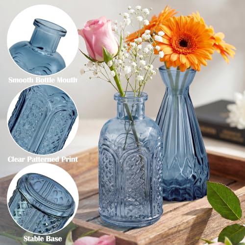 Glass Bud Vases in Bulk Small Mini Dark Blue Vase for Flowers 17pc - color: Dark Blue