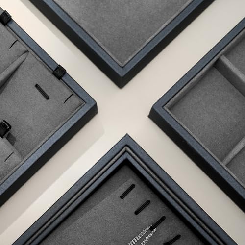 Grey Microfiber Flat Jewelry Catchall Display Organizer Tray - size: 1 Grid