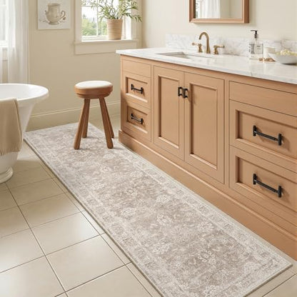 Madane Washable Runner Rug 2x6, Soft Kitchen Hallway Rug Brown/Sand - color: Brown/Sand, size: 2' x 6' (Runner)