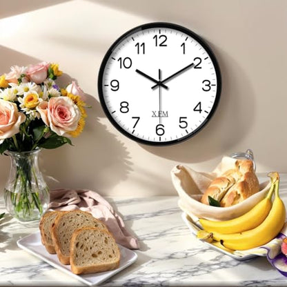 XFM Black Silent Wall Clocks Battery Operated 14 Inch - color: Black, size: 14 Inch-1pcs
