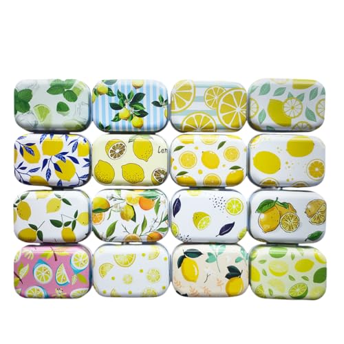 8Pcs Mini Lemon Tin Trinket Jewelry Organizer Storage Box Decorative Lime Boxes Small Metal Tins with Hinged Lids Portable Box Containers Gift for Mother (Lemon) - color: Lemon