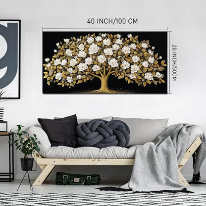 Tree of Life Wall Art Black and Yellow Canvas Prints Modern Artwork 20"x40" - color: gold, size: 20"L x 40"W