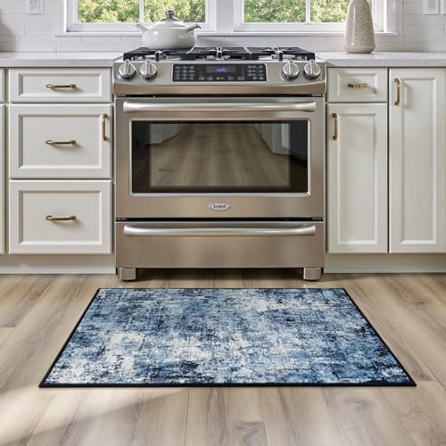 Rugflix 2x4 Entrance Rugs, Washable Navy Blue Dark Entry Small Rug - color: 01-ocean Blue, size: 2' x 4' (Rectangular)