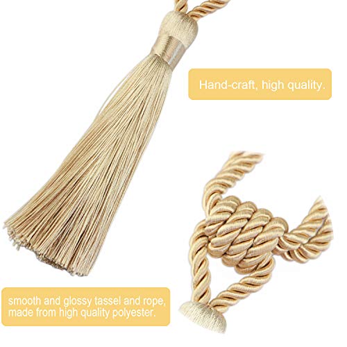 4 Pack Curtain Tiebacks Handmade Tassel Rope Curtain Holdbacks - color: Gold, size: 4p