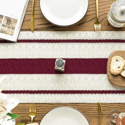 Artoid Mode Red Rustic Woven Table Runner 12x60 Inch - color: Red, size: 12" x 60", Table Runner