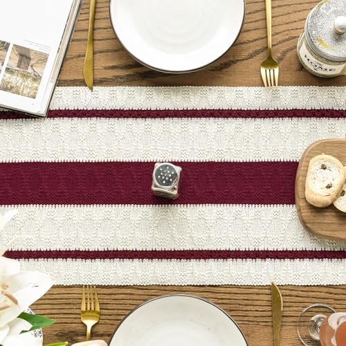 Artoid Mode Red Rustic Woven Table Runner 12x48 Inch - color: Red, size: 12" x 48", Table Runner