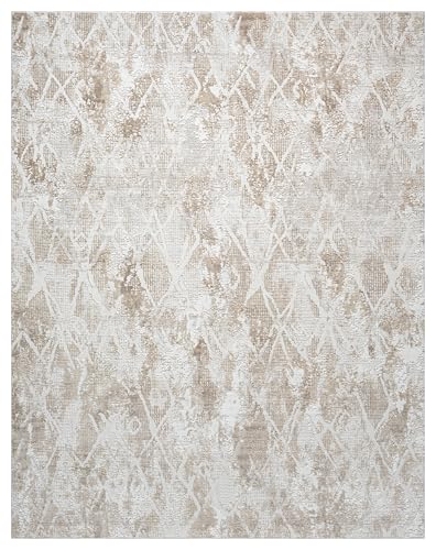 8x10 Beige Modern Geometric Area Rug for Living Room, Bedroom - color: 1003 - Beige, size: 8' x 10' (Rectangular)