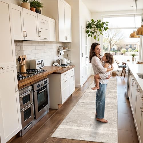 YOUFORTONG 2x9 Runner Rug Washable - Modern Abstract Non Slip Hallway Entryway Carpet Low Plie Stain Resistant Rugs for Bedroom Indoor Soft Home Decor Thin Floor Mat for Bathroom 2x9 Beige - color: Beige, size: 2' x 9' (Runner)