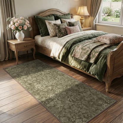 Deerly Floral Hallway Runner Rug 2x6, Washable Kitchen Rug Non Slip, Coffee - color: Coffee, size: 2'x6'