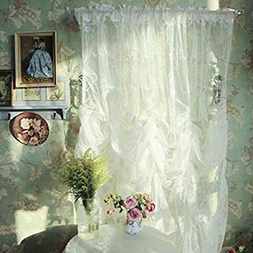 FADFAY Balloon Curtain Adjustable Tie-Up Off White Lace Semi Sheer Window Curtain Shade European Style Embroidered for Living Room Bedroom 1 Panel 78''78'' - size: 78"W x 78"L (Pack of 1)