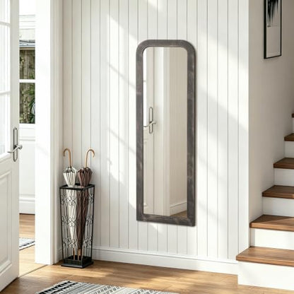 AAZZKANG Hanging Mirror Full Length Large Rectangle Wooden Framed 43"x14" - color: Pitchdark, size: 43"L x 14"W
