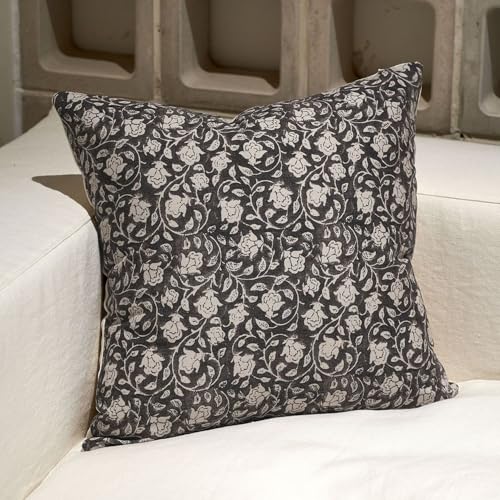 DOMVITUS Floral Pillow Covers 18x18, Throw Pillows for Couch, Floral Print Pillow Cover, Decorative Neutral Accent Throw Pillow Covers for Living Room, 1PC, Black - color: Black, size: 18" x 18" (Pack of 1)