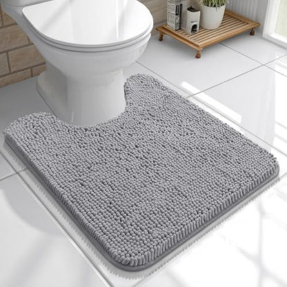 OLANLY Toilet Rugs U-Shaped 20x20, Soft Absorbent Chenille Contour Rugs - color: Grey, size: 20" X 20" Contour Rug