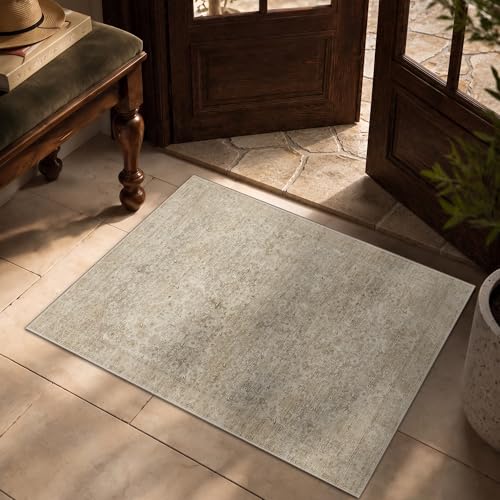 2x3 Washable Boho Entryway Area Rug Dark Beige Non-Slip Door Mat - color: Dark Beige, size: 2' x 3' (Rectangular)