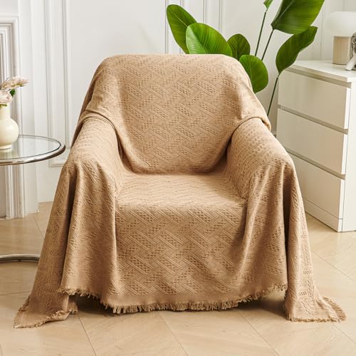 AIVIA Armless Loveseat Cover Sheet Blanket, Reversible Anti Slip Throw Cushion for 2 Seater Arm Less Couches, Recliner Sofa Furniture Decor Slipcovers Protector for Dogs Cats Pets (71”x91” Khaki) - color: Khaki, size: 71” x 91”