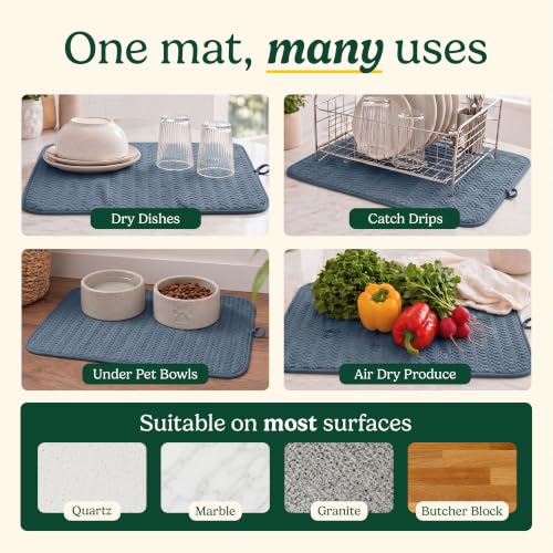 Cuisinart Dish Drying Mat for Kitchen Counter, 2-Pack XL 18"x24" - color: Geostripe Medium Blue