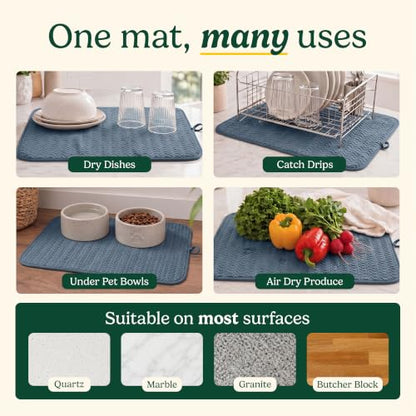 Cuisinart Dish Drying Mat for Kitchen Counter, 2-Pack XL 18"x24" - color: Geostripe Medium Blue