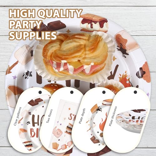 Grencian 96 Pcs S'Mores Camping Birthday Party Decorations,Serves 24 - style: Camping 1st Kit