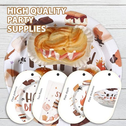 Grencian 96 Pcs S'Mores Camping Birthday Party Decorations,Serves 24 - style: Camping 1st Kit