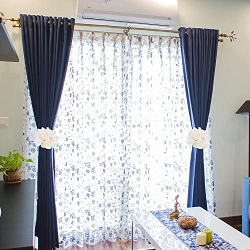 Sewroro 2Pcs Curtain Flower Buckles, Curtain Tiebacks Clips for Draperies Home Hotel Window Treatment Holdbacks Easy Clip-on Decorative Flower Design