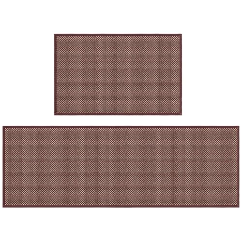 Artoid Mode Non-Slip Red Kitchen Rugs and Mats Set of 2-17x29 + 17x47 - color: Red, size: 17" x 29" /17" x 47"